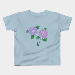 Two Hydrangea flowers with a few leafs Kids T-Shirt